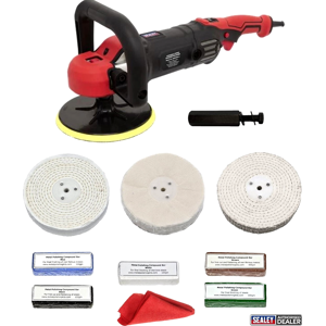Sealey Sander Polisher Metal Polishing Machine 6\" X 1/2\" Kit Variable Speed 1400w Sealey Sander Polisher Metal Polishing Machine 6\" X 1/2\" Kit Variable Speed 1400w