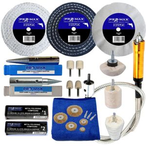 Pro-Max Professional Quality Tools Bench Grinder Aluminium Alloy Brass Metal Polishing Kit 4" X 1" Pro-Max Pro-Max Professional Quality Tools Bench Grinder Aluminium Alloy Brass Metal Polishing Kit 4" X 1" Pro-Max