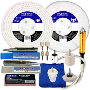 Pro-Max Professional Quality Tools Bench Grinder Chrome Metal Polishing Kit Deluxe 15pc 8\" X 1\" - Pro-Max Pro-Max Professional Quality Tools Bench Grinder Chrome Metal Polishing Kit Deluxe 15pc 8\" X 1\" - Pro-Max