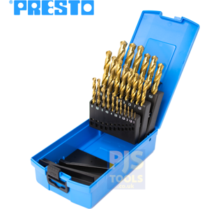 Presto 09565m25 1-13mm X 0.5mm Elite Tin Hss High Speed Steel Jobber Drill Set Presto 09565m25 1-13mm X 0.5mm Elite Tin Hss High Speed Steel Jobber Drill Set