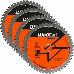 Wellcut Tct Saw Blade 216mm X 48t X 30mm Bore For Gcm800,Gcm8sjl Pack Of 4 Wellcut Tct Saw Blade 216mm X 48t X 30mm Bore For Gcm800,Gcm8sjl Pack Of 4