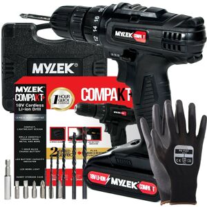 Mylek Compakt 18v Cordless Drill Set Driver Screwdriver Lithium Ion 1 Hour Fast Charge Mylek Compakt 18v Cordless Drill Set Driver Screwdriver Lithium Ion 1 Hour Fast Charge