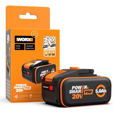 Worx WA3645 20V Power Tool Battery - 5.0Ah Worx WA3645 20V Power Tool Battery - 5.0Ah