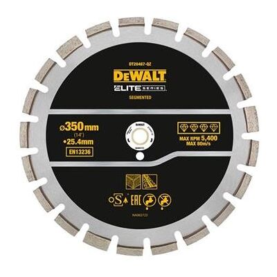 Dewalt 350mm Diamond Segmented Wheel - Asphalt & Concrete - Long Lasting Dewalt 350mm Diamond Segmented Wheel - Asphalt & Concrete - Long Lasting
