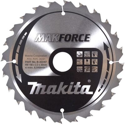 Makita Makforce For Circular Saws 190mmx30mmx24t B-32247 Makita Makforce For Circular Saws 190mmx30mmx24t B-32247