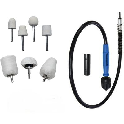 Silverline Bench Grinder Flexible Drive Shaft With Adapter, Cotton & Felt Polishing Bits Silverline Bench Grinder Flexible Drive Shaft With Adapter, Cotton & Felt Polishing Bits