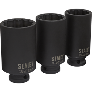 Impact Hub Nut Socket Set 3pc 12-Point 1/2\"Sq Drive - Sealey Sx051 New Impact Hub Nut Socket Set 3pc 12-Point 1/2\"Sq Drive - Sealey Sx051 New
