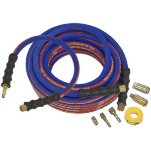Air Hose Kit Heavy-Duty 15m X Ø10mm With Connectors - Sealey Ahk02 New Air Hose Kit Heavy-Duty 15m X Ø10mm With Connectors - Sealey Ahk02 New