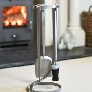 Black Country Metal Works \"Contemporary Curved\" Pewter Three Piece Companion Set Black Country Metal Works \"Contemporary Curved\" Pewter Three Piece Companion Set