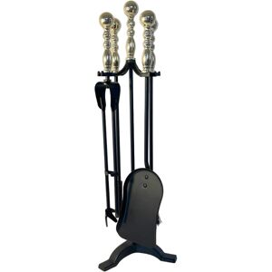 Thorness Large Brass Handled Metal 5-Piece Fireside Companion Set 61cm High Thorness Large Brass Handled Metal 5-Piece Fireside Companion Set 61cm High