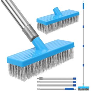 Meng Jiaran 2 Pcs Garden Wire Broom Heavy Duty Outdoor,Yard Brushes With 63\" Long 4 Detacha Meng Jiaran 2 Pcs Garden Wire Broom Heavy Duty Outdoor,Yard Brushes With 63\" Long 4 Detacha