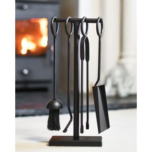 Black Country Metal Works Deluxe Black Contemporary Loop Handle Four Piece Companion Set - 42cm Black Country Metal Works Deluxe Black Contemporary Loop Handle Four Piece Companion Set - 42cm