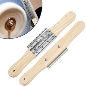 Sodial 3x(2pcs Buffing Wheel Rake,Wooden Handle 4 Rows Of Metal Teeth Buffing6476 Sodial 3x(2pcs Buffing Wheel Rake,Wooden Handle 4 Rows Of Metal Teeth Buffing6476