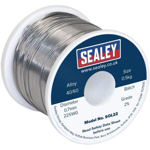 Sealey Solder Wire Quick Flow 2% 0.7mm/22swg 40/60.5kg Reel Sol22 Sealey Solder Wire Quick Flow 2% 0.7mm/22swg 40/60.5kg Reel Sol22
