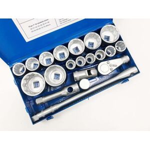 Toolzone 1\" Socket Set 21 Piece 30-80mm In Metal Case With Quality Finish Toolzone 1\" Socket Set 21 Piece 30-80mm In Metal Case With Quality Finish