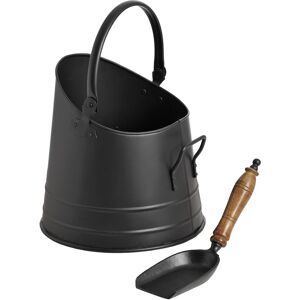 Stoves Black Coal Bucket Scoop W Wooden Shovel Fireplace Accessory - Metal Steel Stoves Black Coal Bucket Scoop W Wooden Shovel Fireplace Accessory - Metal Steel