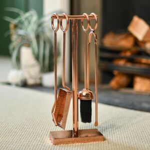 Black Country Metal Works Hammered Rose Gold Four Piece Companion Set - 42cm Black Country Metal Works Hammered Rose Gold Four Piece Companion Set - 42cm