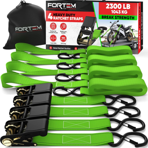 Does Not Apply Ratchet Straps, 1043kg Break Strength, 4 Pack 4.6m X 2.54cm Tie Down Strap Set, Does Not Apply Ratchet Straps, 1043kg Break Strength, 4 Pack 4.6m X 2.54cm Tie Down Strap Set,