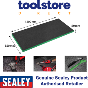 Sealey Sf50g 1200 X 550 X 50mm Easy Peel Shadow Foam Green/black Sealey Sf50g 1200 X 550 X 50mm Easy Peel Shadow Foam Green/black