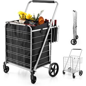 Costway Folding Shopping Cart Portable Utility Grocery Cart 126l Capacity 150kg Load Costway Folding Shopping Cart Portable Utility Grocery Cart 126l Capacity 150kg Load