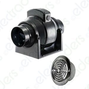 Manrose Mf100t In-Line Extractor Fan With Timer 100mm/4\" + Chrome Intake Grille Manrose Mf100t In-Line Extractor Fan With Timer 100mm/4\" + Chrome Intake Grille