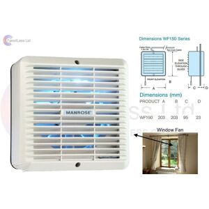 Manrose Standard On/off 150mm 6\" Window Extractor Fan + Internal Shutters Wf150a Manrose Standard On/off 150mm 6\" Window Extractor Fan + Internal Shutters Wf150a