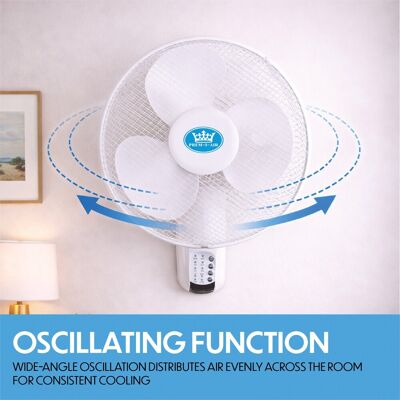 Prem-I-Air Powerful Oscillating Cooling Wall Fan With 3 Airflow Speed Settings 16\" White Prem-I-Air Powerful Oscillating Cooling Wall Fan With 3 Airflow Speed Settings 16\" White