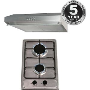 Sia 30cm Stainless Steel 2 Burner Gas Hob & 60cm Cooker Hood Visor Extractor Fan Sia 30cm Stainless Steel 2 Burner Gas Hob & 60cm Cooker Hood Visor Extractor Fan