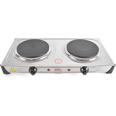 Lloytron E4203SS Brushed Steel Double Hotplate - Hotplate Lloytron E4203SS Brushed Steel Double Hotplate - Hotplate