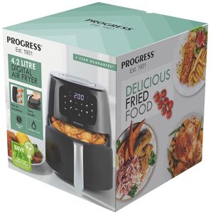 Progress Digital Air Fryer 4.2l 8 Function Non-Stick Basket Removable Rack 1300w Progress Digital Air Fryer 4.2l 8 Function Non-Stick Basket Removable Rack 1300w