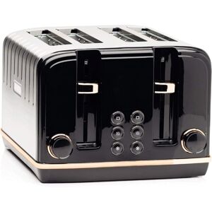 Haden Salcombe Black 4 Slice Toaster - Dual Browning Control, Retro Design, Wid Haden Salcombe Black 4 Slice Toaster - Dual Browning Control, Retro Design, Wid