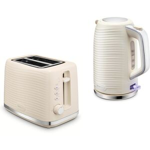 Swan Wave Cream Kettle & 2 Slice Toaster - Textured Ripple Design Chrome Accents Swan Wave Cream Kettle & 2 Slice Toaster - Textured Ripple Design Chrome Accents