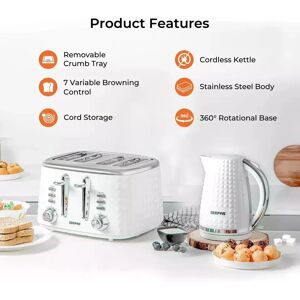 Geepas Argyle 4 Slice Bread Toaster & 1.7l Cordless Electric Kettle Combo Set Geepas Argyle 4 Slice Bread Toaster & 1.7l Cordless Electric Kettle Combo Set