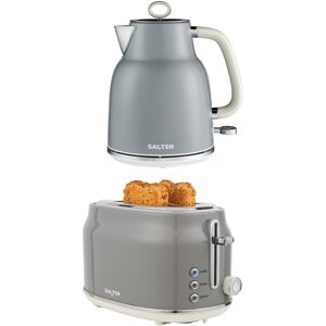 Salter Kettle & Toaster Set Retro Grey 1.7l Rapid Boil 2 Slice Wide Slot 3kw Salter Kettle & Toaster Set Retro Grey 1.7l Rapid Boil 2 Slice Wide Slot 3kw