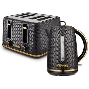 Tower Empire Kitchen Set, Rapid Boil Kettle And 4 Slice Toaster, Black Eejb323 Tower Empire Kitchen Set, Rapid Boil Kettle And 4 Slice Toaster, Black Eejb323