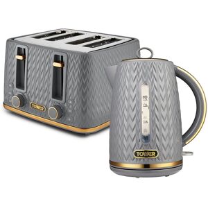 Tower Empire Kitchen Set, Rapid Boil Kettle And 4 Slice Toaster, Grey Eejb324 Tower Empire Kitchen Set, Rapid Boil Kettle And 4 Slice Toaster, Grey Eejb324