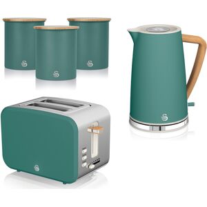 Swan Nordic Green Kettle 2 Slice Toaster & Canisters Matching Kitchen Set Of 5 Swan Nordic Green Kettle 2 Slice Toaster & Canisters Matching Kitchen Set Of 5