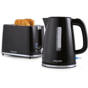 Salter Black Kettle & Toaster Set Fast Boil 2-Slice Wide Toast Slots Salter Black Kettle & Toaster Set Fast Boil 2-Slice Wide Toast Slots