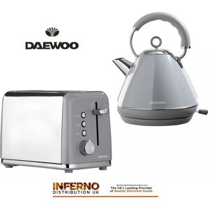 Daewoo Kensington 1.7l 3kw Pyramid Kettle & 2-Slice Toaster Matching Set In Grey Daewoo Kensington 1.7l 3kw Pyramid Kettle & 2-Slice Toaster Matching Set In Grey