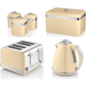 Swan Retro Cream Kettle 4 Slice Toaster Bread Bin Canisters Matching Kitchen Set Swan Retro Cream Kettle 4 Slice Toaster Bread Bin Canisters Matching Kitchen Set