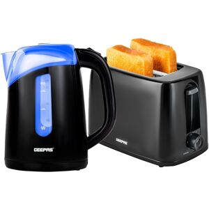 Geepas 2 Slice Toaster & Illuminating Electric Kettle Combo Set 1.7l Cordless Jug Black Geepas 2 Slice Toaster & Illuminating Electric Kettle Combo Set 1.7l Cordless Jug Black