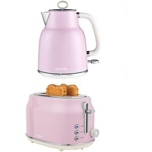 Salter Retro Pink Kettle & Toaster Set 1.7l Rapid Boil 2 Slice Wide Slot 3kw Salter Retro Pink Kettle & Toaster Set 1.7l Rapid Boil 2 Slice Wide Slot 3kw