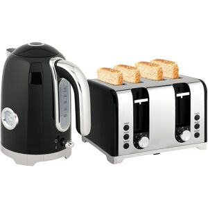 Homcom 3000w 1.7l Kettle With Retro Thermometer, 4 Slice Toaster Set, Black Homcom 3000w 1.7l Kettle With Retro Thermometer, 4 Slice Toaster Set, Black