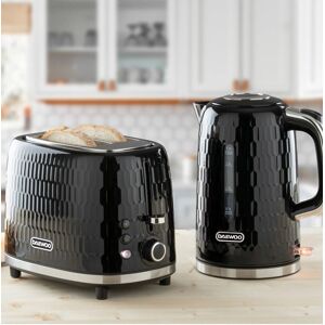 Daewoo Honeycomb Kettle 1.7l Rapid Boil &2 Slice Toaster Set Black Sda2602/2605 Daewoo Honeycomb Kettle 1.7l Rapid Boil &2 Slice Toaster Set Black Sda2602/2605