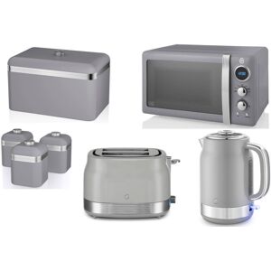 Swan Retro Revive Grey Jug Kettle 2 Slice Toaster Microwave Breadbin & Canisters Swan Retro Revive Grey Jug Kettle 2 Slice Toaster Microwave Breadbin & Canisters