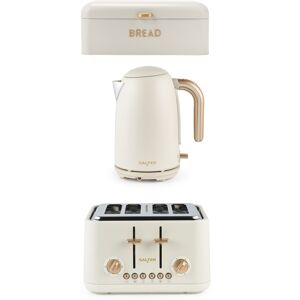 Salter Pebble 1.7l Fast Boil Kettle, 4-Slice Toaster & Bread Bin Stone Set Salter Pebble 1.7l Fast Boil Kettle, 4-Slice Toaster & Bread Bin Stone Set