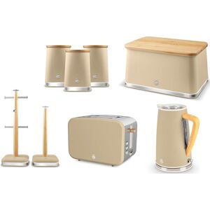 Swan Nordic Oatmeal Kettle 2 Slice Toaster & Matching Kitchen Storage Set Of 8 Swan Nordic Oatmeal Kettle 2 Slice Toaster & Matching Kitchen Storage Set Of 8