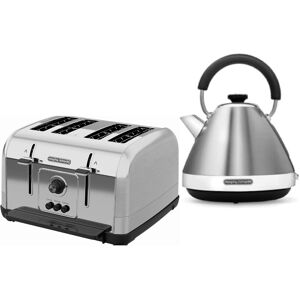 Morphy Richards Venture Brushed Steel Pyramid Kettle & 4 Slice Toaster Set Morphy Richards Venture Brushed Steel Pyramid Kettle & 4 Slice Toaster Set