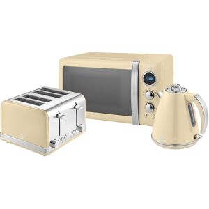 Swan Retro Triple Pack Cream - 1.5l Kettle, 4 Slice Toaster & Digital Microwave Swan Retro Triple Pack Cream - 1.5l Kettle, 4 Slice Toaster & Digital Microwave