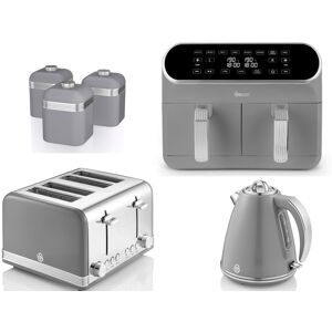 Swan Retro Grey Kettle Toaster Dual Basket Air Fryer & Canisters Matching Set Swan Retro Grey Kettle Toaster Dual Basket Air Fryer & Canisters Matching Set